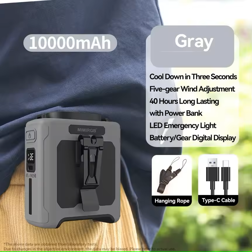 10000mAh Outdoor Waist Fan & Power Bank
